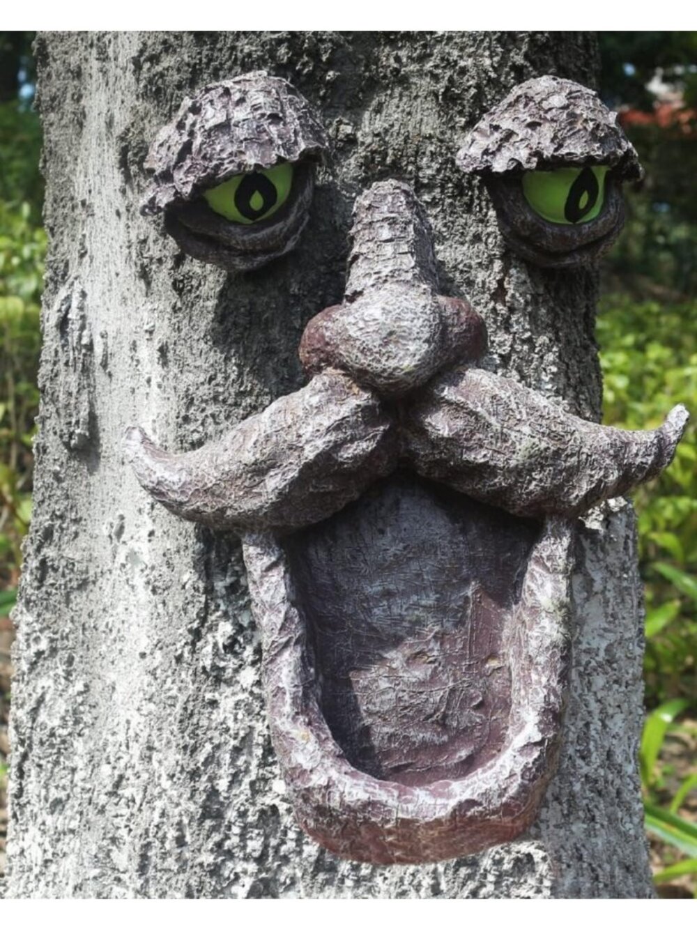 Whimsical Tree Face Bird Feeder - Big Eyes Outdoor Garden Art Sculpture for Yard
